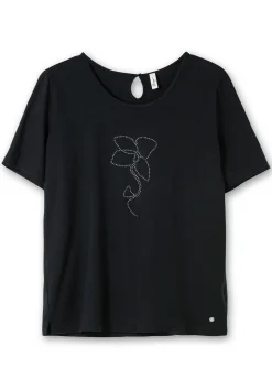 T-Shirt mit Blumen-Applikation<sheego Sale