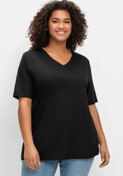T-Shirt mit doppellagigem Vorderteil<sheego Clearance