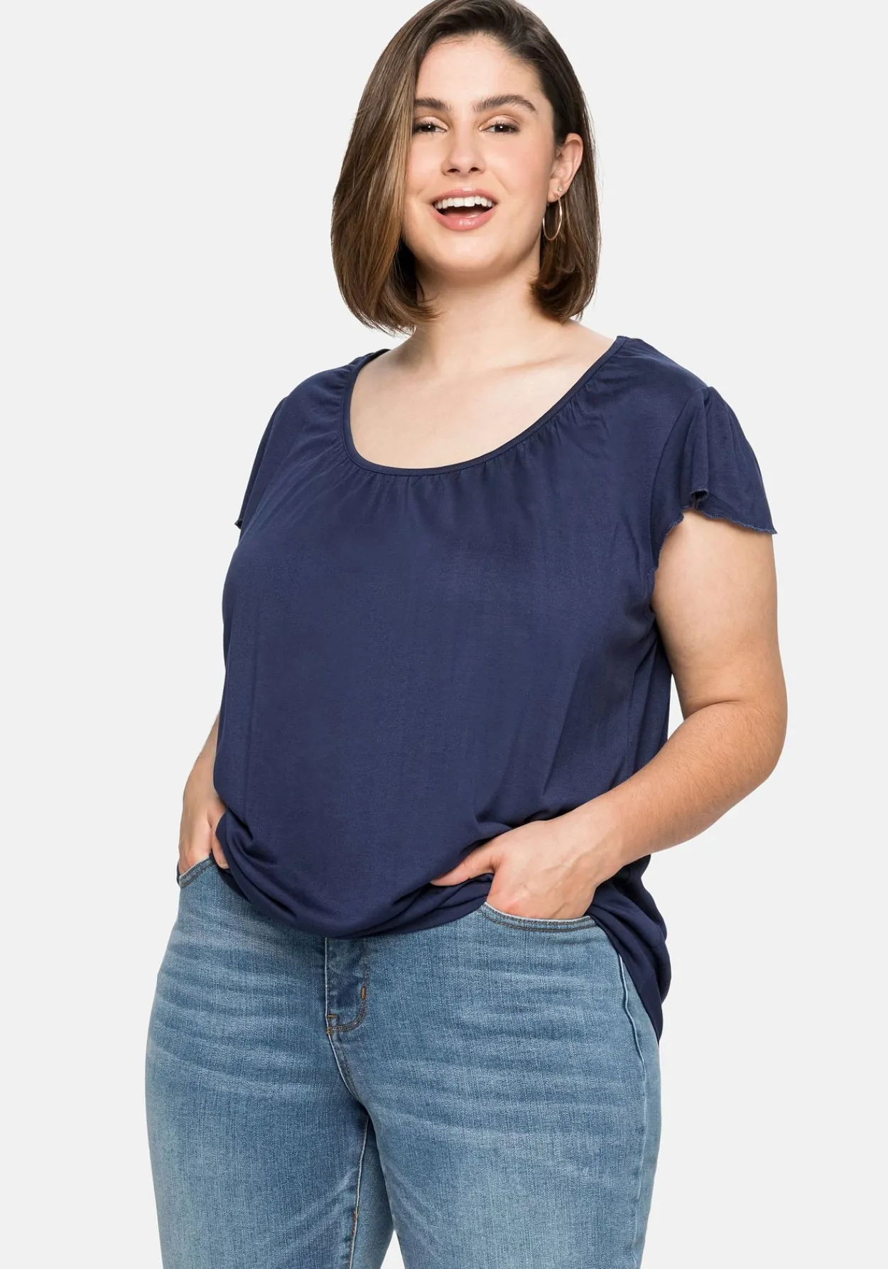 T-Shirt mit Flügelärmeln und breitem Bund<sheego Outlet