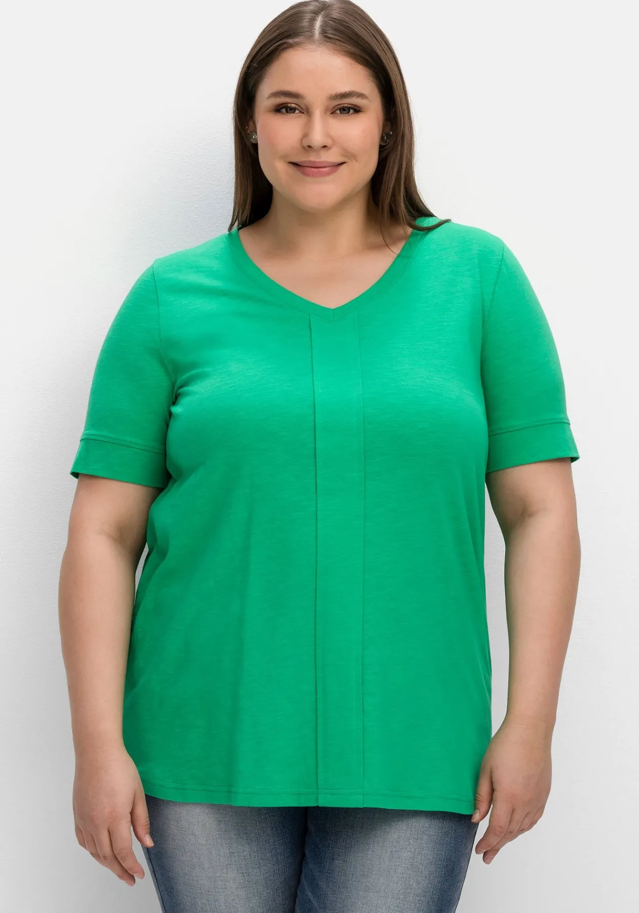 T-Shirt mit gesteppter Falte vorn, aus Jersey<sheego Clearance