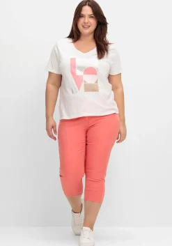 T-Shirt mit Grafikprint und V-Ausschnitt<sheego Sale