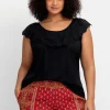 T-Shirt mit Lochstickerei und Carmen-Ausschnitt<sheego by Joe Browns Hot