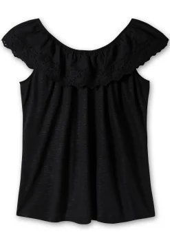 T-Shirt mit Lochstickerei und Carmen-Ausschnitt<sheego by Joe Browns Hot