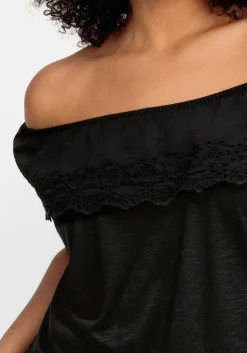 T-Shirt mit Lochstickerei und Carmen-Ausschnitt<sheego by Joe Browns Hot