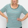 T-Shirt mit Streifen und Rundhalsausschnitt<sheego Sale