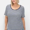 T-Shirt mit Streifen und Rundhalsausschnitt<sheego Hot