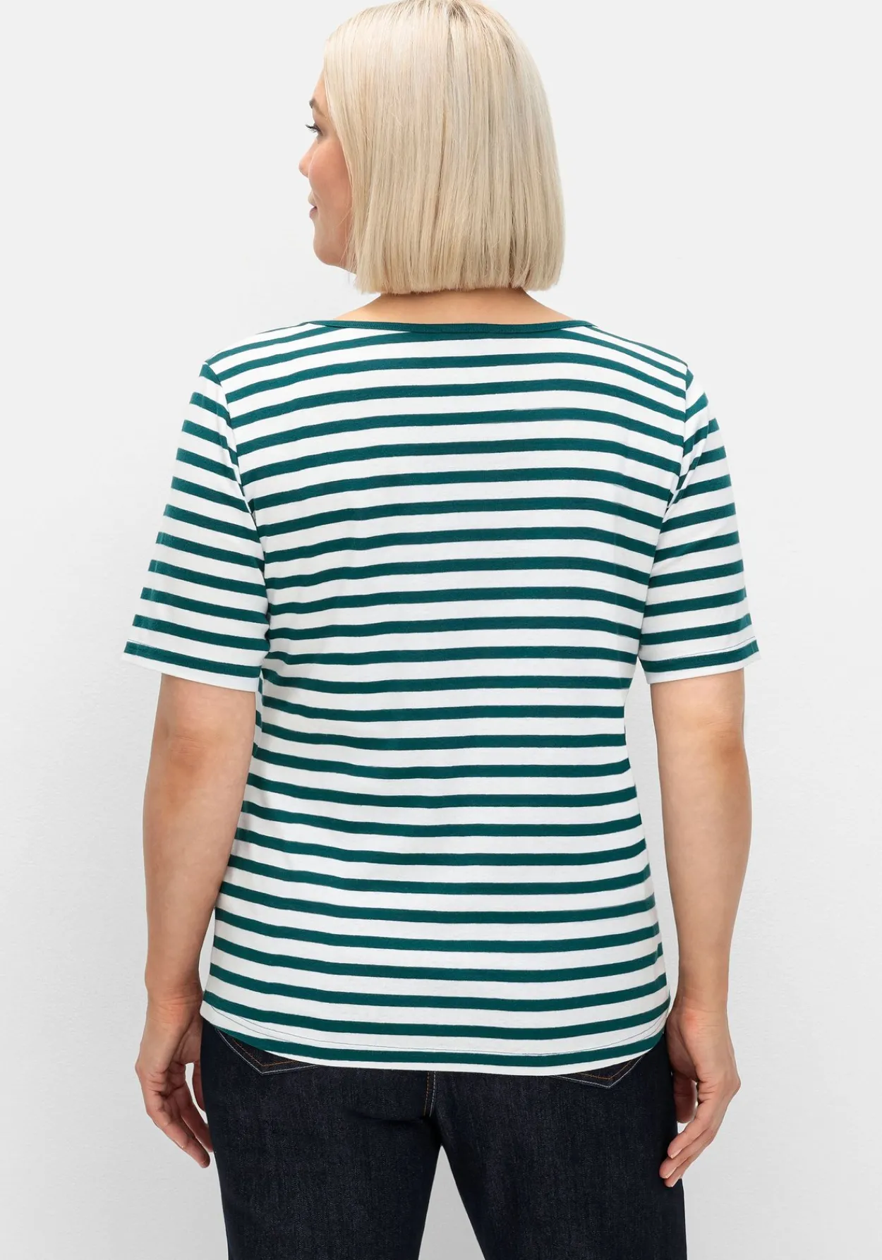 T-Shirt mit Streifen und Rundhalsausschnitt<sheego Sale