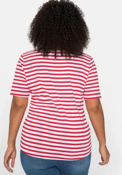 T-Shirt mit Streifen und Rundhalsausschnitt<sheego Fashion