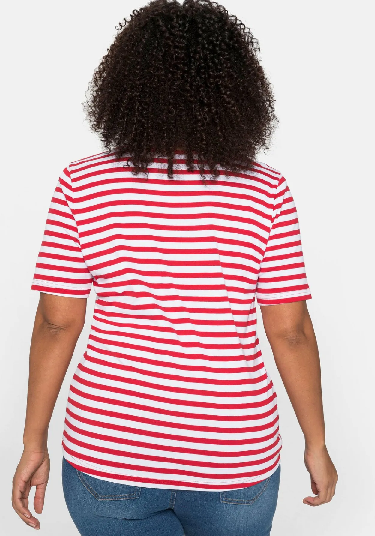 T-Shirt mit Streifen und Rundhalsausschnitt<sheego Fashion