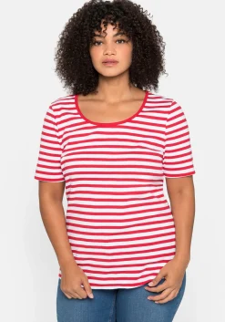 T-Shirt mit Streifen und Rundhalsausschnitt<sheego Fashion