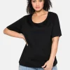 T-Shirt mit tiefem Ausschnitt und längerem Ärmel<sheego Fashion