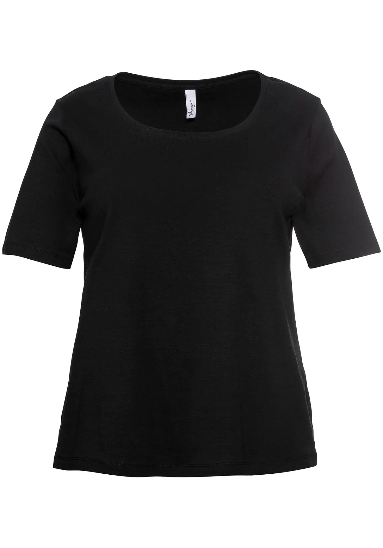 T-Shirt mit tiefem Ausschnitt und längerem Ärmel<sheego Fashion