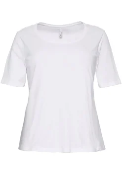 T-Shirt mit tiefem Ausschnitt und längerem Ärmel<sheego Outlet