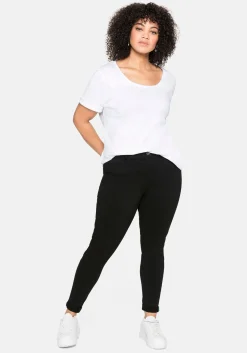T-Shirt mit tiefem Ausschnitt und längerem Ärmel<sheego Outlet