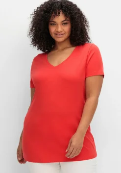T-Shirt mit V-Ausschnitt<sheego Fashion