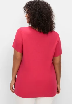 T-Shirt mit V-Ausschnitt<sheego Fashion