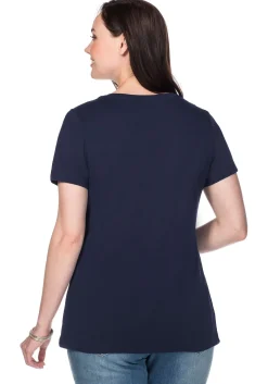T-Shirt mit V-Ausschnitt<sheego Hot