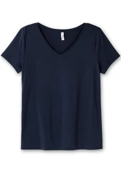 T-Shirt mit V-Ausschnitt<sheego Hot