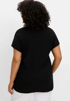 T-Shirt mit V-Ausschnitt, aus Flammgarn<sheego Clearance
