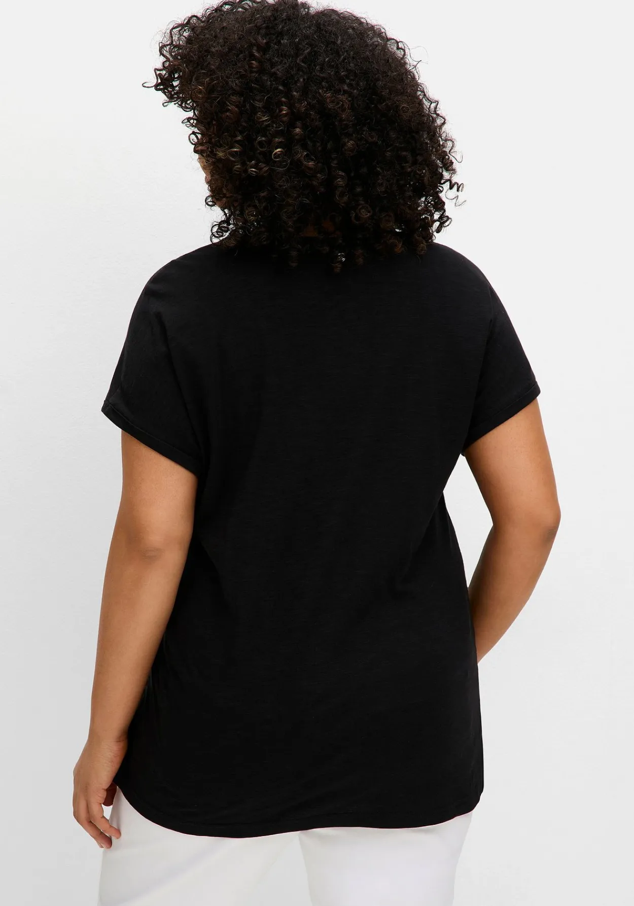 T-Shirt mit V-Ausschnitt, aus Flammgarn<sheego Clearance