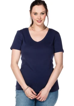 T-Shirt mit V-Ausschnitt, in Rippqualität<sheego Clearance