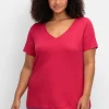 T-Shirt mit V-Ausschnitt, in Rippqualität<sheego Fashion