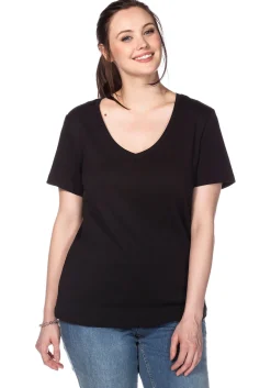 T-Shirt mit V-Ausschnitt, in Rippqualität<sheego Hot