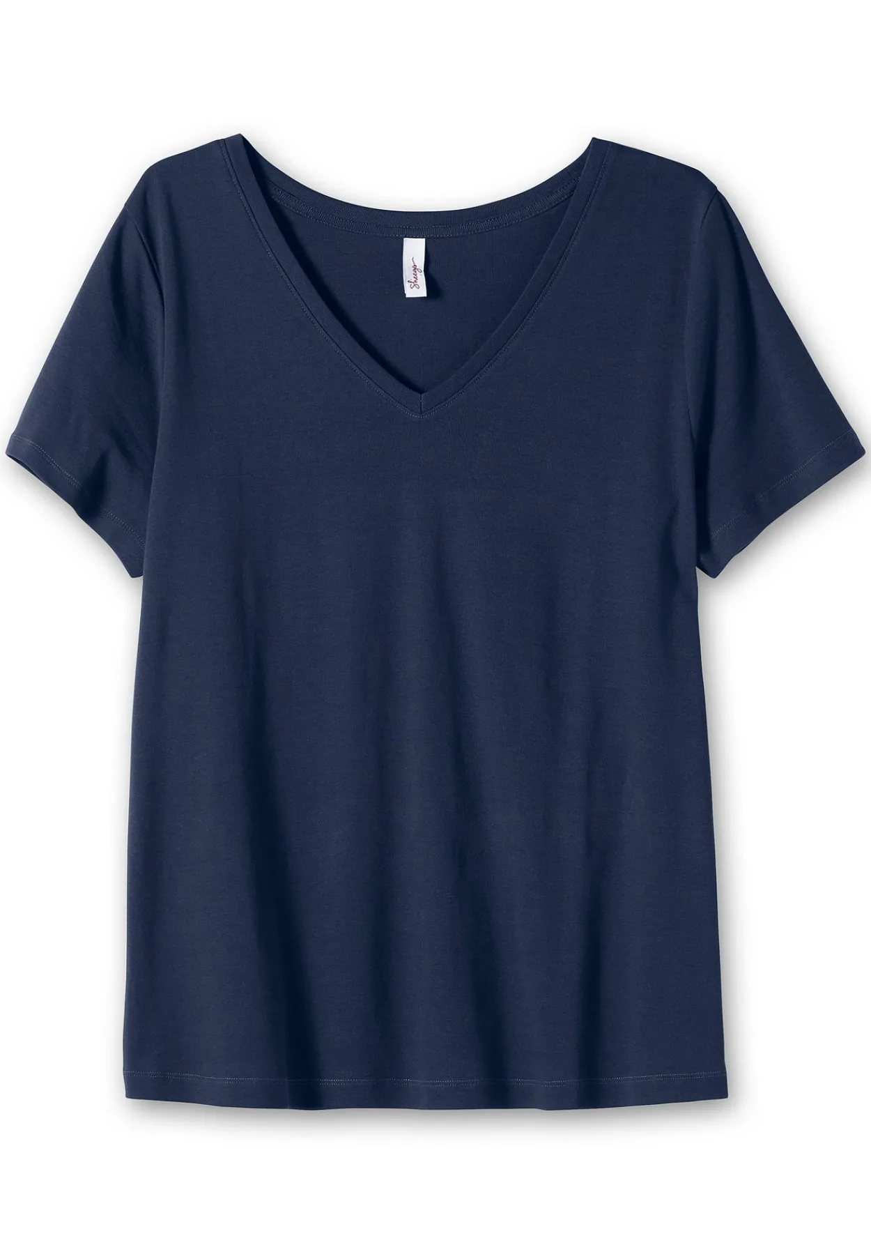 T-Shirt mit V-Ausschnitt, in Rippqualität<sheego Clearance