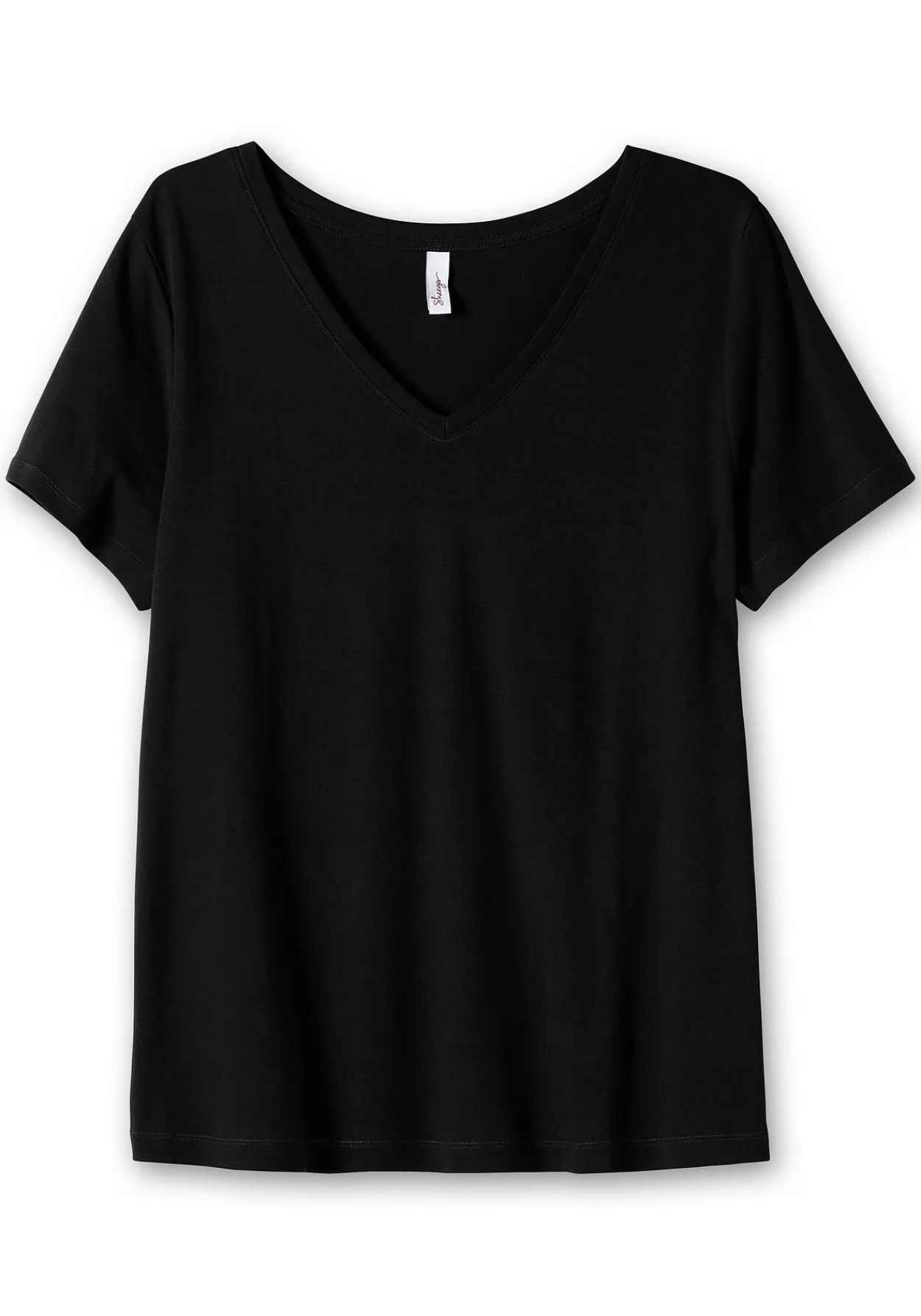 T-Shirt mit V-Ausschnitt, in Rippqualität<sheego Hot