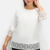 Tunika aus Crêpe, mit 3/4-Arm und Spitzenbordüre<sheego Sale