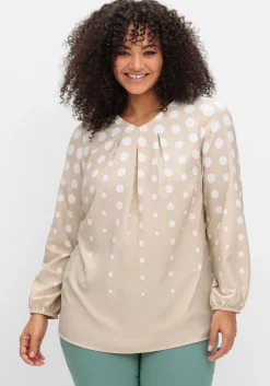 Tunika aus Crêpe, mit Punkte-Print und V-Ausschnitt<sheego Discount