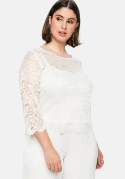Tunika aus fein glänzender Spitze, mit Innentop<sheego Clearance