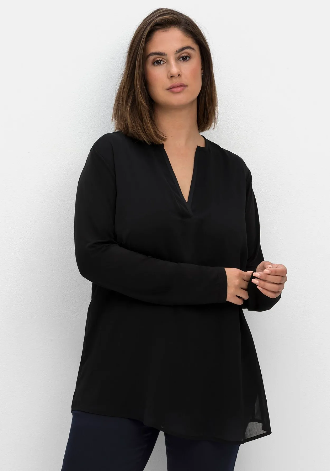 Tunika im Lagenlook aus Chiffon und Jersey<sheego Discount