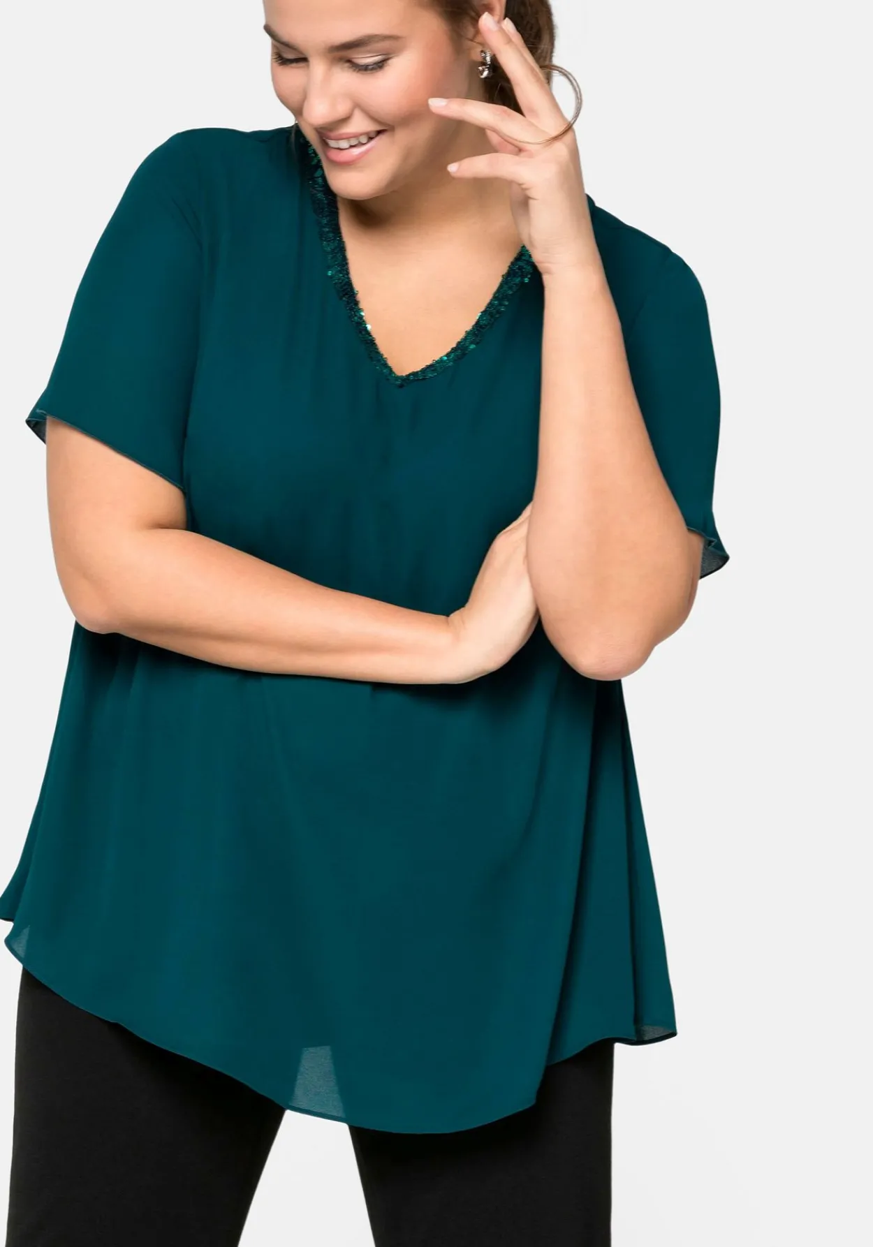 Tunika im Lagenlook mit Flügelärmeln<sheego Discount
