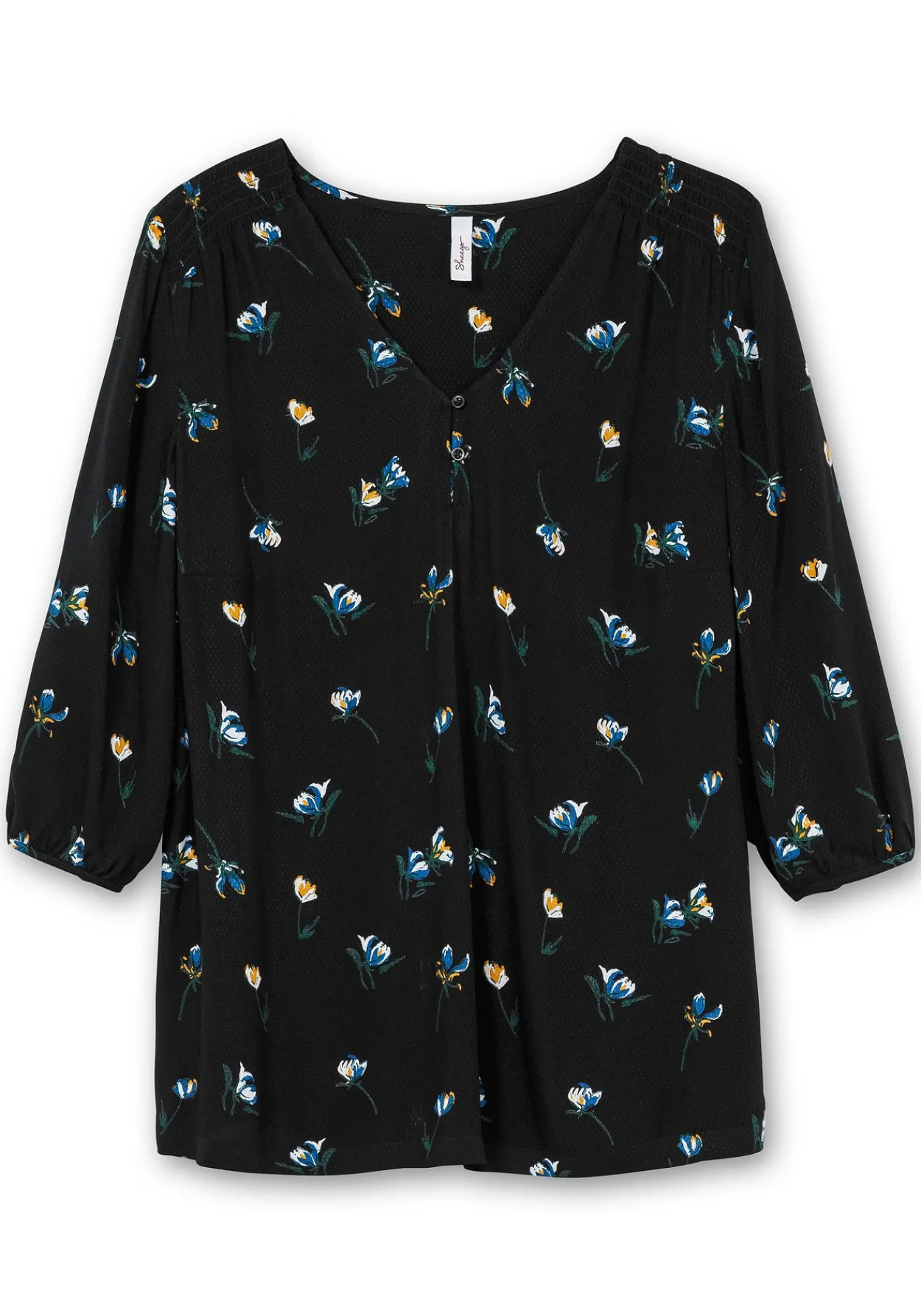 Tunika in A-Linie mit Blumenprint und Smokdetails<sheego Hot
