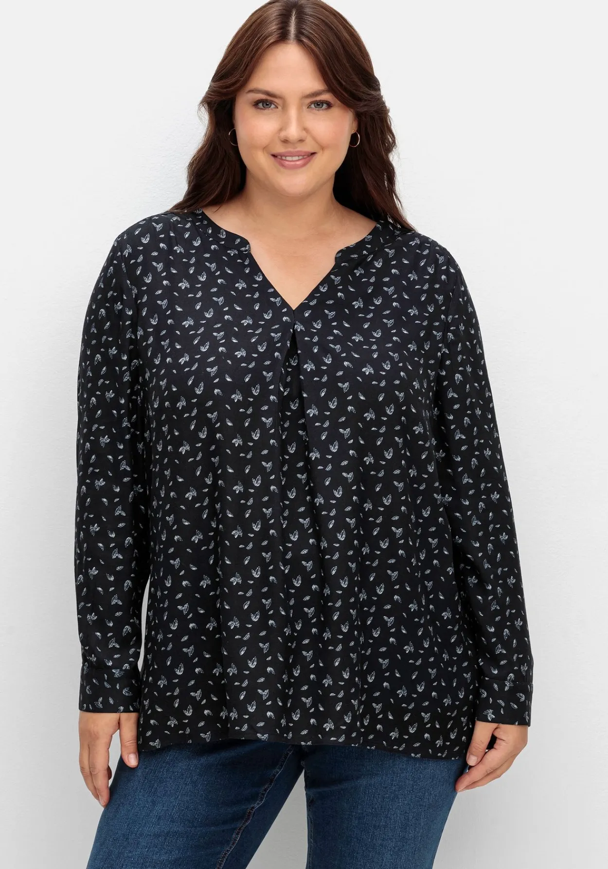 Tunika mit Alloverdruck und Kellerfalte<sheego Fashion