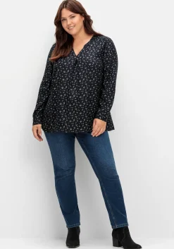 Tunika mit Alloverdruck und Kellerfalte<sheego Fashion