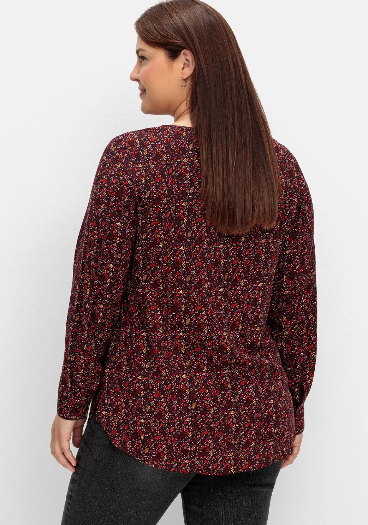 Tunika mit Alloverprint und Knopfleiste<sheego Online