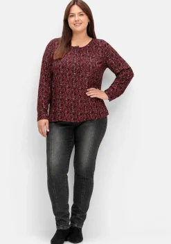 Tunika mit Alloverprint und Knopfleiste<sheego Online