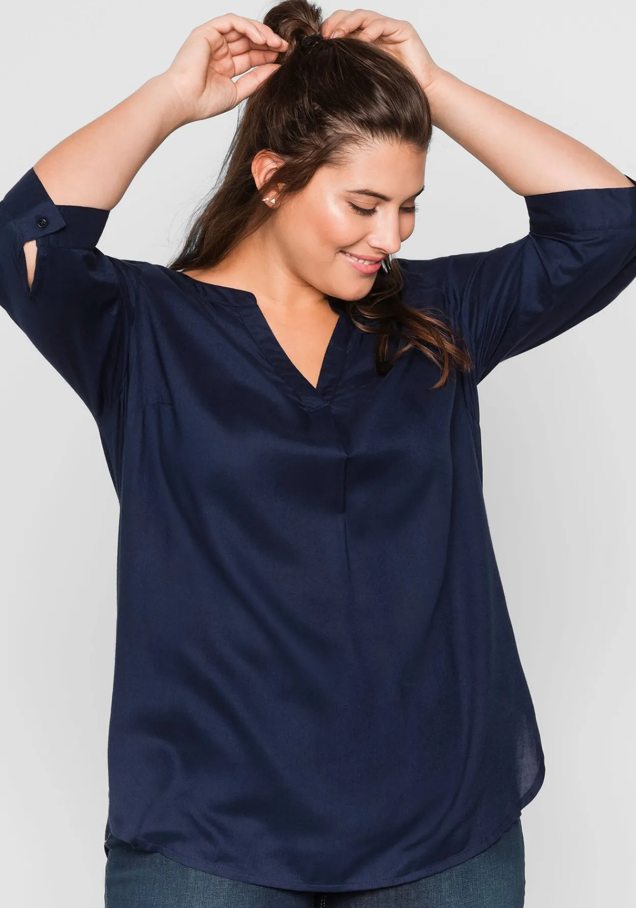 Tunika mit 3/4-Arm und gerundetem Saum<sheego Sale