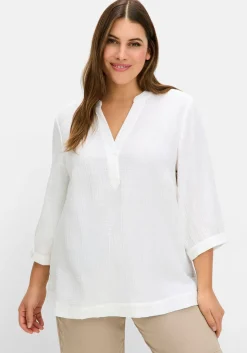Tunika mit 3/4-Arm und V-Schlitz, aus Musselin<sheego Online