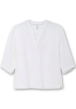 Tunika mit 3/4-Arm und V-Schlitz, aus Musselin<sheego Online