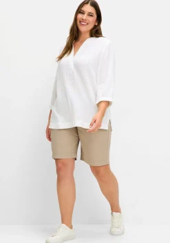 Tunika mit 3/4-Arm und V-Schlitz, aus Musselin<sheego Online