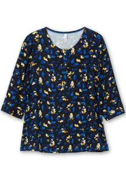 Tunika mit Blumendruck und Knopfleiste<sheego Online