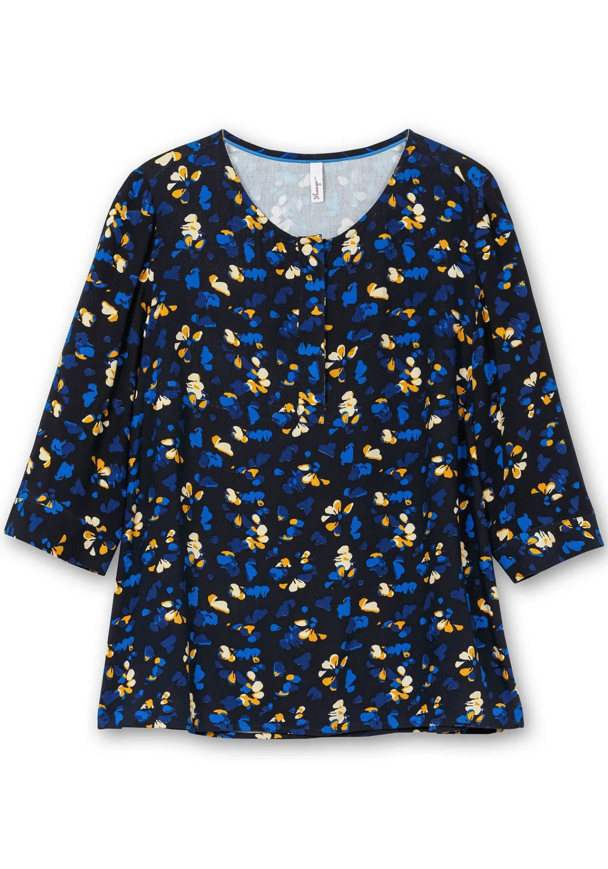 Tunika mit Blumendruck und Knopfleiste<sheego Online