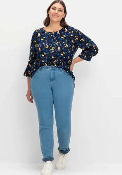 Tunika mit Blumendruck und Knopfleiste<sheego Online