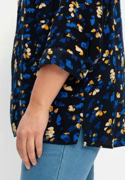 Tunika mit Blumendruck und Knopfleiste<sheego Online