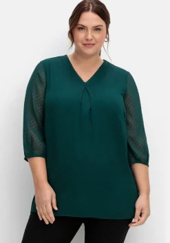 Tunika mit Chiffon-Ärmeln und Kellerfalte<sheego New