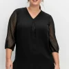Tunika mit Chiffon-Ärmeln und Kellerfalte<sheego Sale