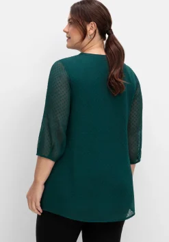 Tunika mit Chiffon-Ärmeln und Kellerfalte<sheego New